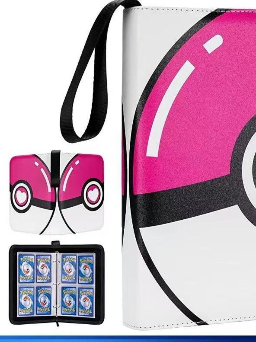 Pokémon Card Binder 4 Pocket 50 Page Card Album Binder Holds 400 Cards pink